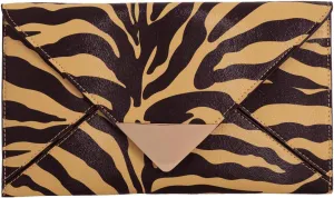 JNB Synthetic Leather Zebra Print Envelope Clutch