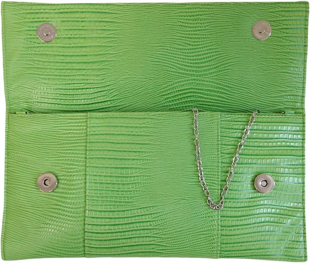 JNB Synthetic Lizard Rhinestone Accent Envelope Clutch