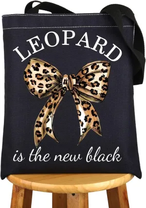JNIAP Leopard Tote Bag Leopard Bow Gift Leopard Lover Gift Leopard Is The New Black Shoulder Bag