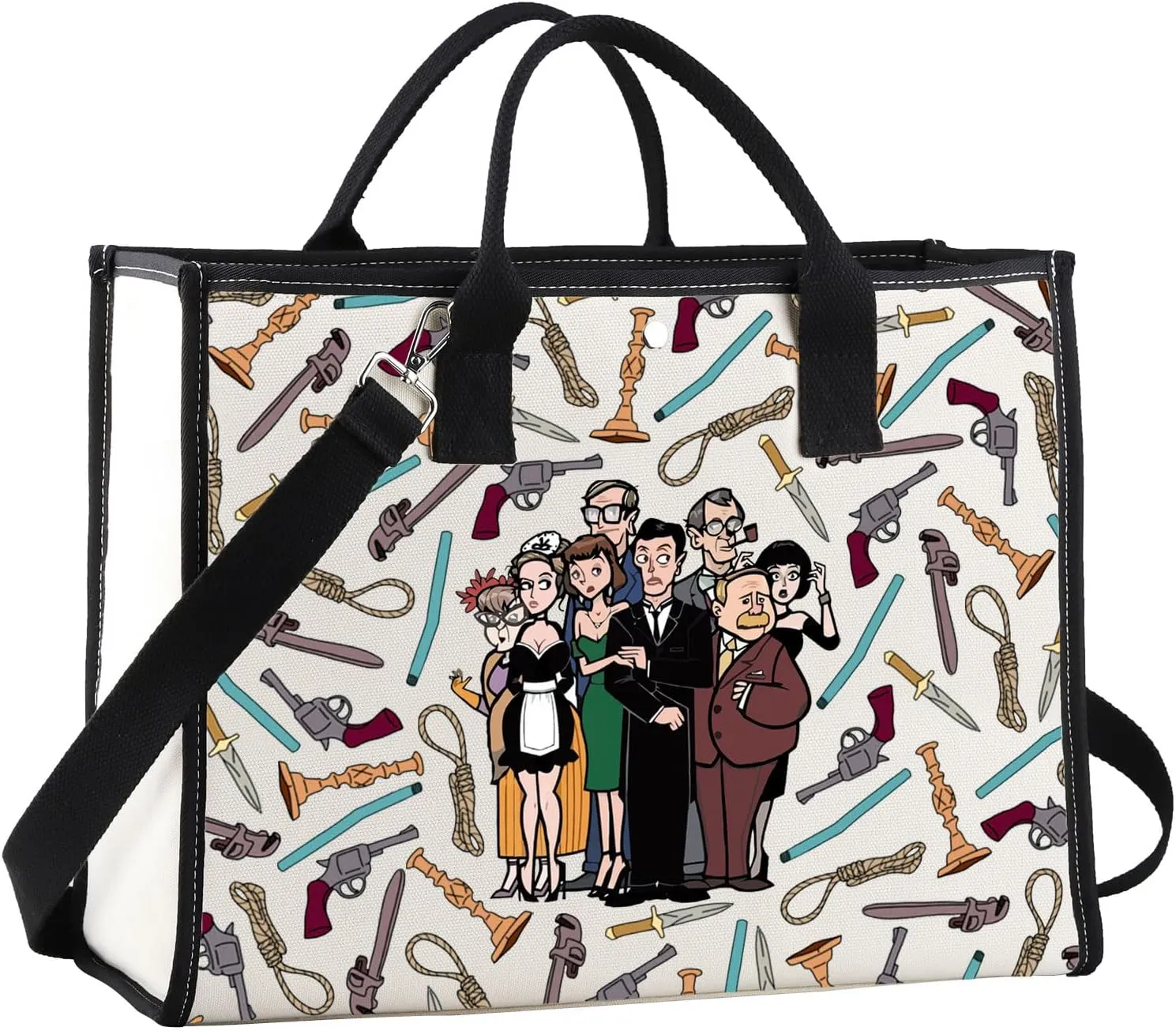 JNIAP Mystery Movie Makeup Bag Mystery Movie Gifts Mystery Weapon Gift White & Peacock & Scarlet & Green & Mustard Zipper Bag