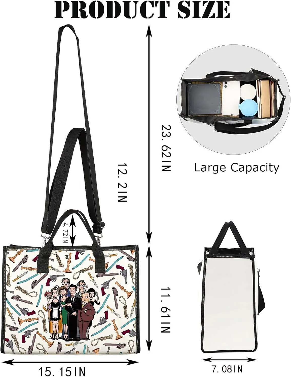 JNIAP Mystery Movie Makeup Bag Mystery Movie Gifts Mystery Weapon Gift White & Peacock & Scarlet & Green & Mustard Zipper Bag
