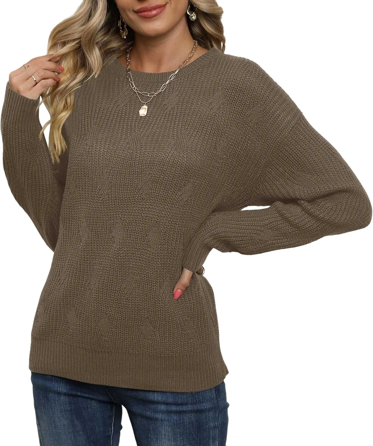 Jouica Women's Fall Lightweight Sweater Knit Casual Pullovers Sweaters for Women