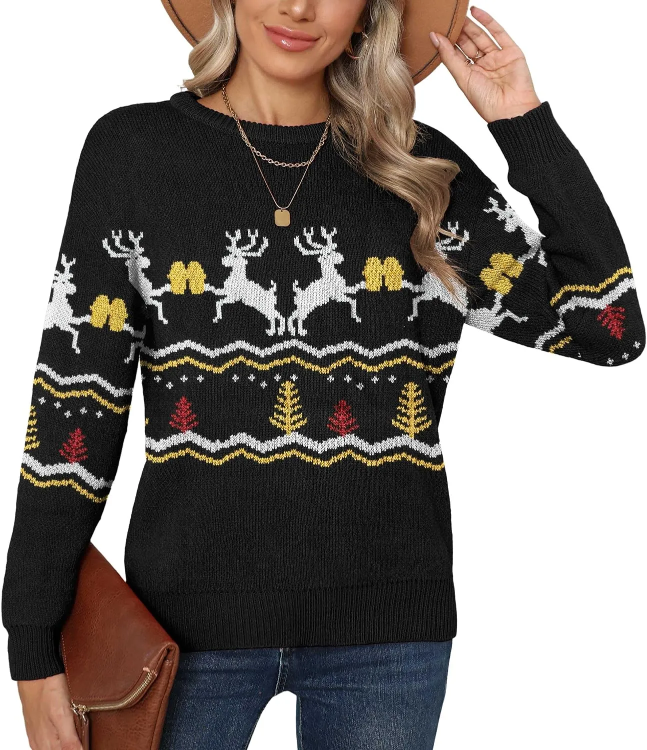 Jouica Women's Fall Lightweight Sweater Knit Casual Pullovers Sweaters for Women