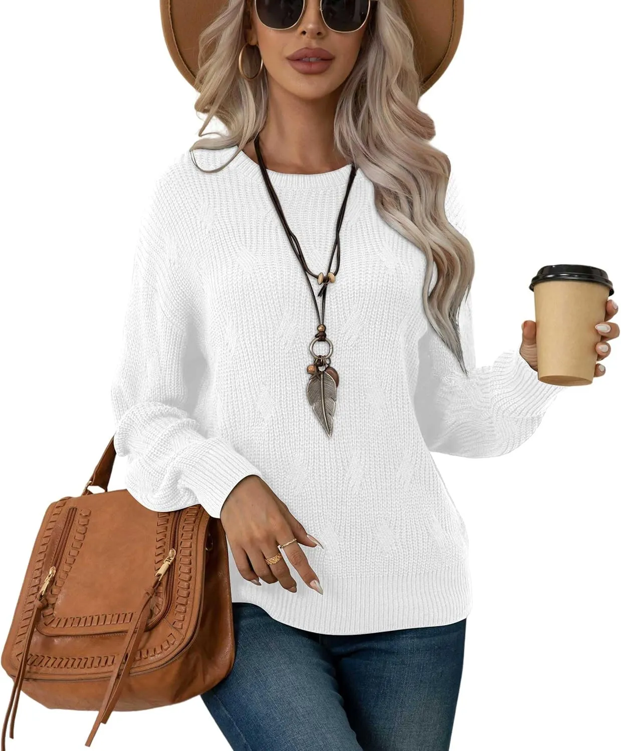 Jouica Women's Fall Lightweight Sweater Knit Casual Pullovers Sweaters for Women