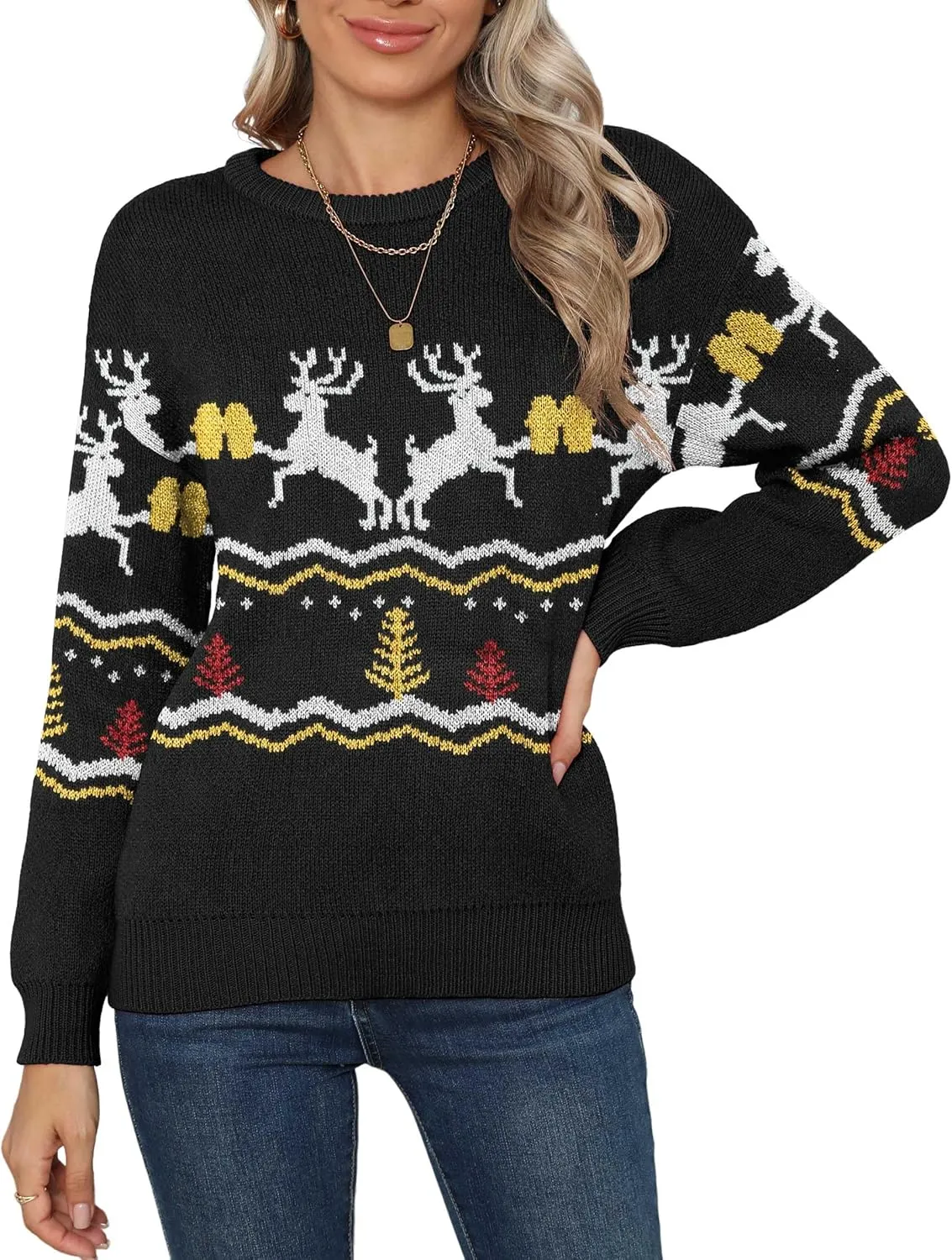 Jouica Women's Fall Lightweight Sweater Knit Casual Pullovers Sweaters for Women