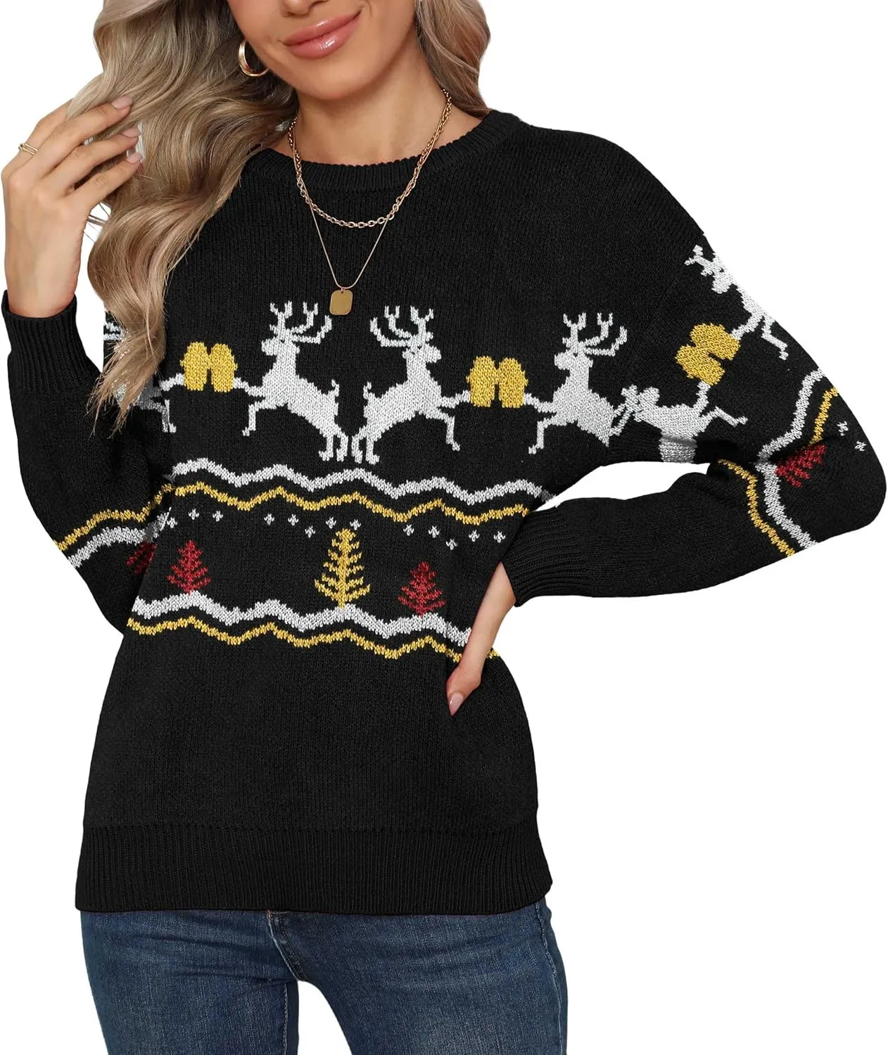 Jouica Women's Fall Lightweight Sweater Knit Casual Pullovers Sweaters for Women
