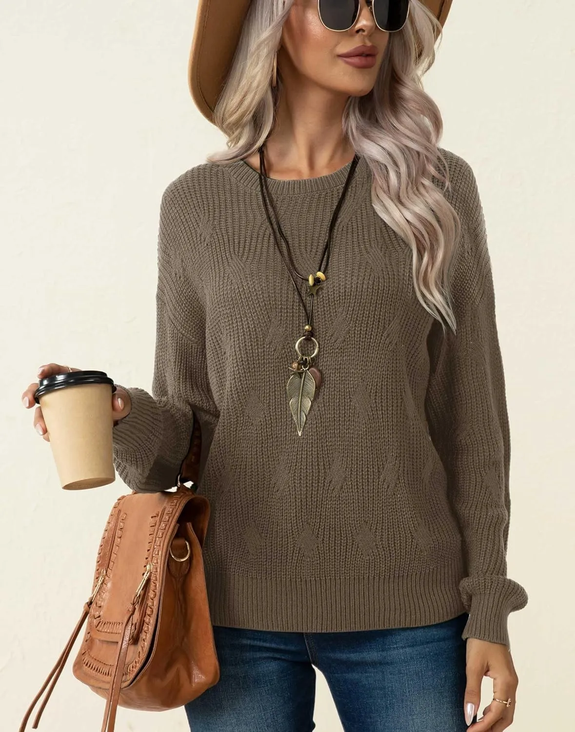 Jouica Women's Fall Lightweight Sweater Knit Casual Pullovers Sweaters for Women