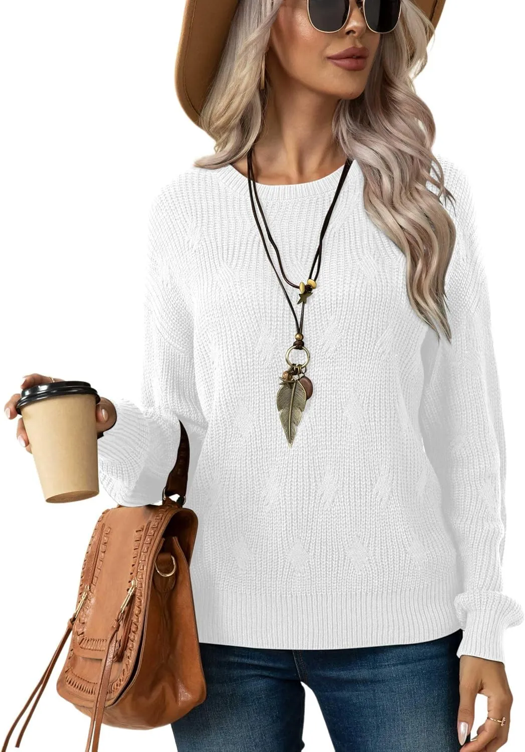 Jouica Women's Fall Lightweight Sweater Knit Casual Pullovers Sweaters for Women