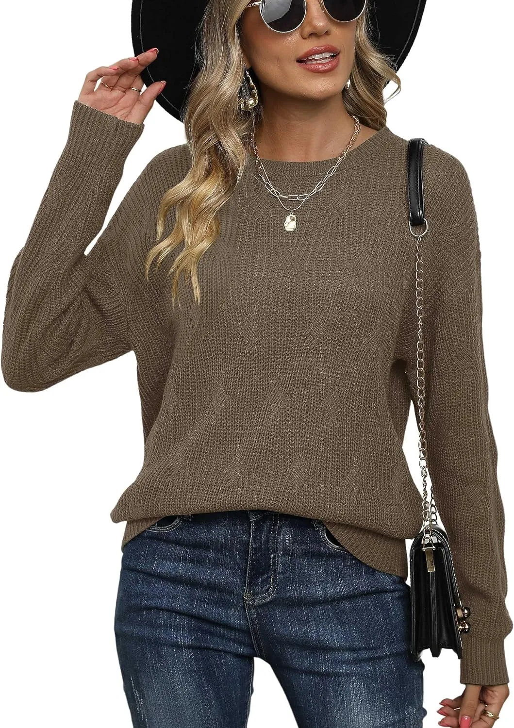 Jouica Women's Fall Lightweight Sweater Knit Casual Pullovers Sweaters for Women