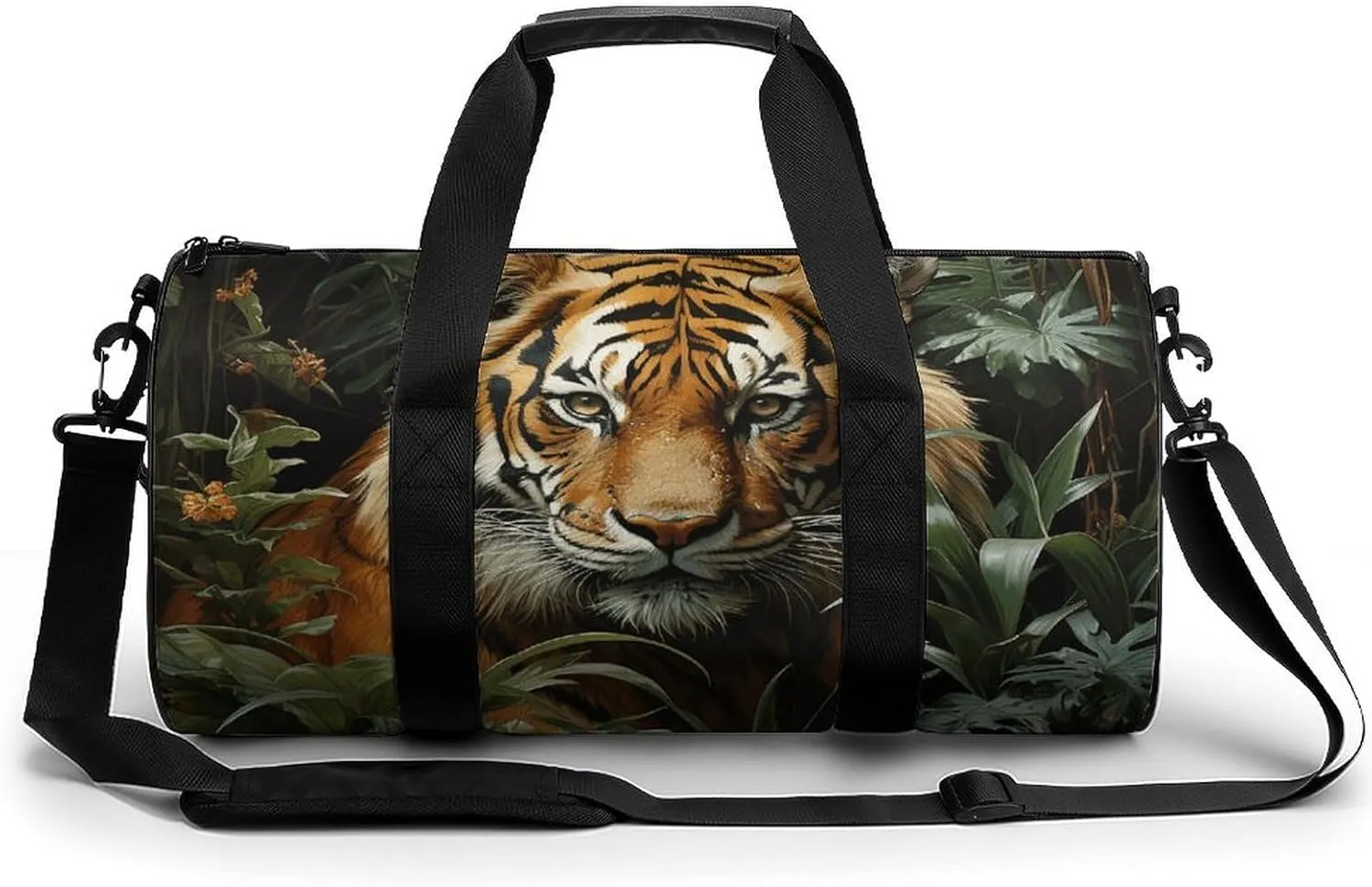 Jungle Tiger Gym Bag Small Travel Duffle Bag with Compartment Carry On Weekender Bag for Women Men