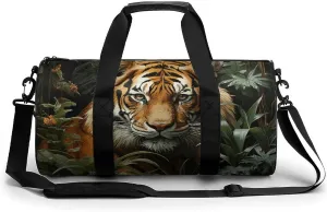 Jungle Tiger Gym Bag Small Travel Duffle Bag with Compartment Carry On Weekender Bag for Women Men