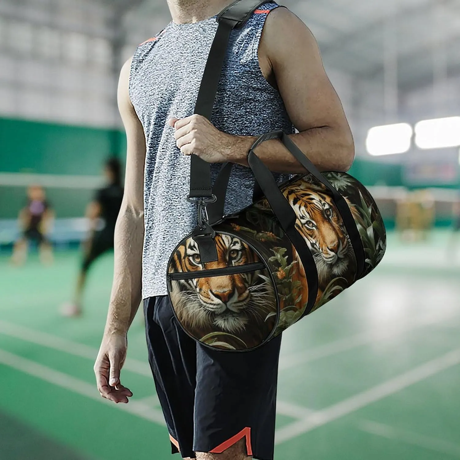 Jungle Tiger Gym Bag Small Travel Duffle Bag with Compartment Carry On Weekender Bag for Women Men