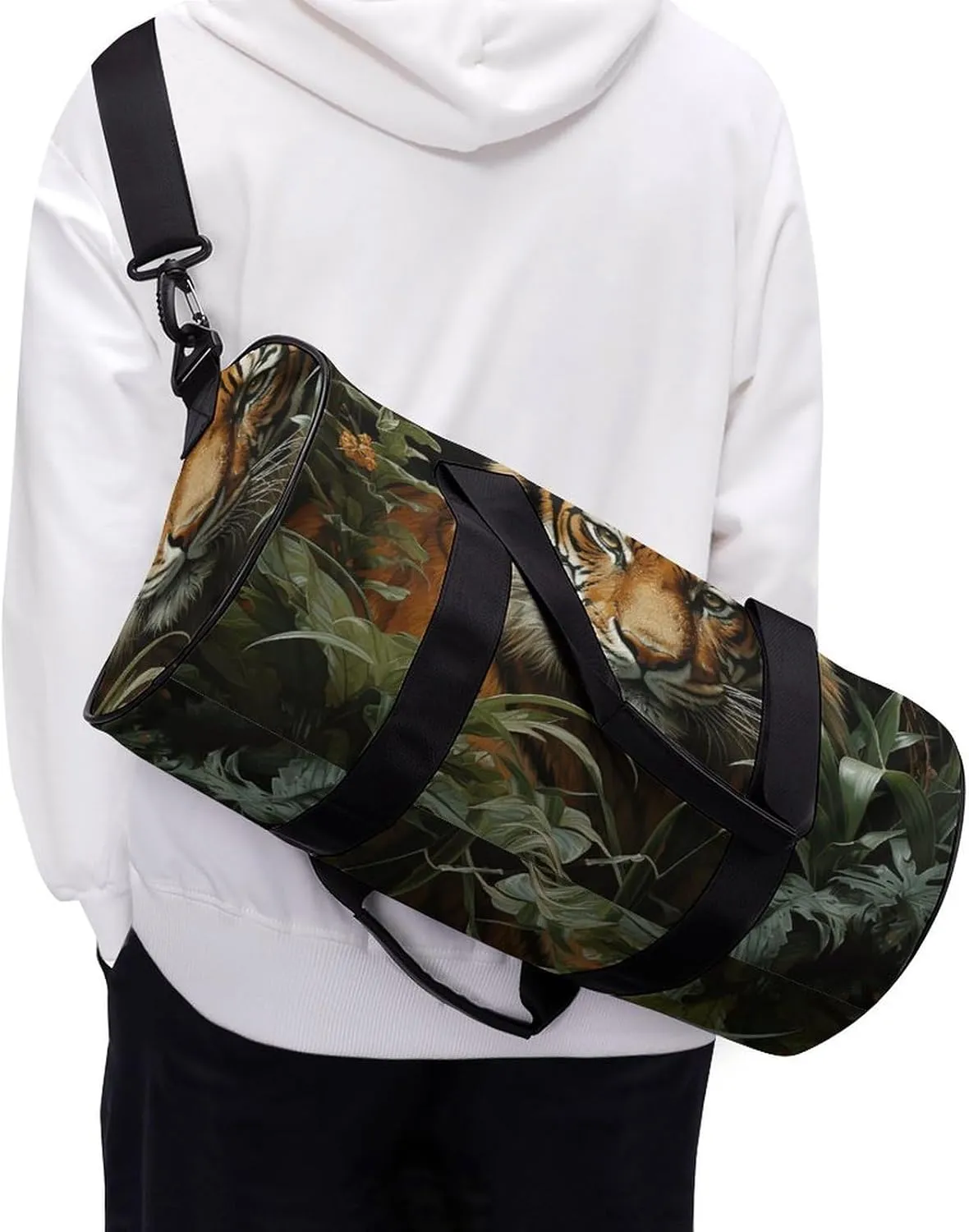 Jungle Tiger Gym Bag Small Travel Duffle Bag with Compartment Carry On Weekender Bag for Women Men