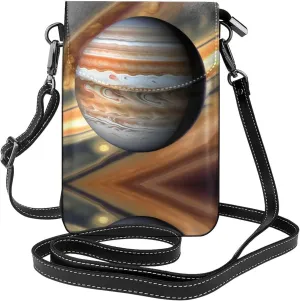 Jupiter Landscape Leather Cell Phone Purse, Lightweight Crossbody Cell Phone Bag, Travel Bag with Credit Card Slots Women's Shoulder Bag
