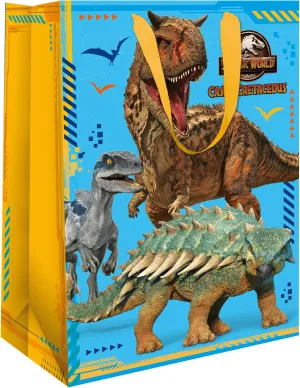 Jurassic Park Boys Gift Bag, Perfect for Birthday Boys of Any Age, Dinosaur Gift Bag, Size 33 x 26 x 13.5 cm, Blue & Yellow