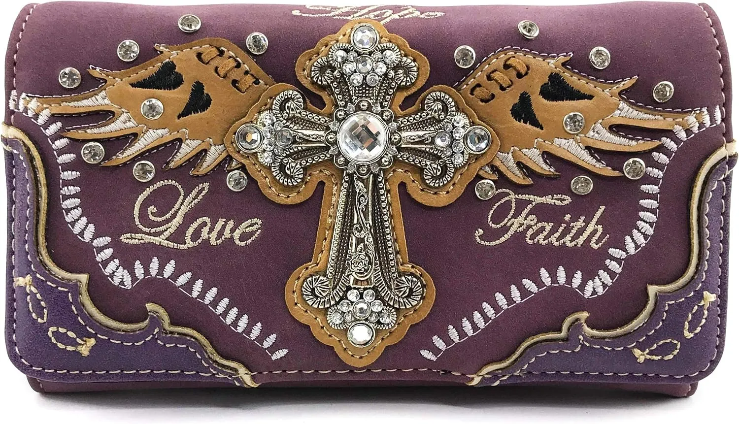 Justin West Cross Angel Wings Concealed Carry Handbag Purse Crossbody Messenger Bag and Wallet
