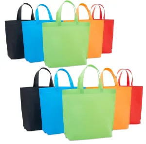 Juvale 10 Pack Reusable Tote Bags with Handles for Shopping, Bulk Cloth Bags for Groceries (15x12.5 in, 5 Assorted Colors)