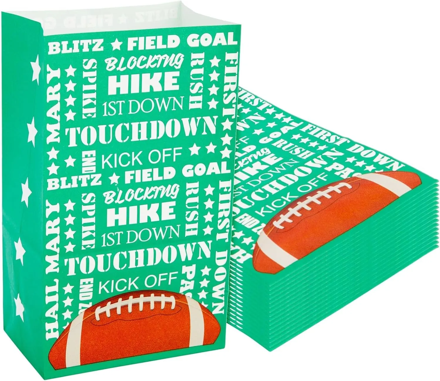 Juvale 36 Pack Football Party Favor Bags - Football Gift Bags for Treats, Snacks, and Goodies for Boys - Ideal for Kids Rugby Team and Sports Birthday Party Supplies (5.3 x 8.7 x 3.3 in)