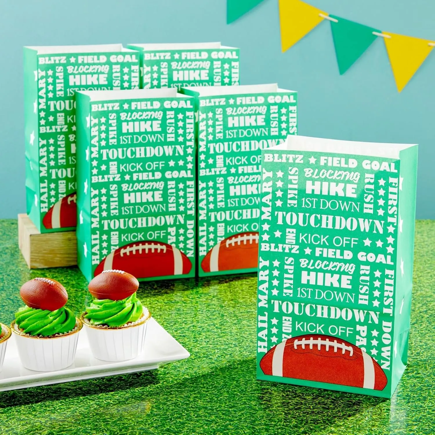 Juvale 36 Pack Football Party Favor Bags - Football Gift Bags for Treats, Snacks, and Goodies for Boys - Ideal for Kids Rugby Team and Sports Birthday Party Supplies (5.3 x 8.7 x 3.3 in)