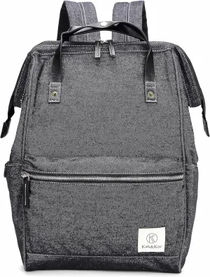 Kah&Kee Polyester Travel Backpack Functional Anti-theft School Laptop for Women Men (Denim Black, Medium)