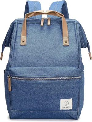 Kah&Kee Polyester Travel Backpack Functional Anti-theft School Laptop for Women Men (Denim Blue, Medium)