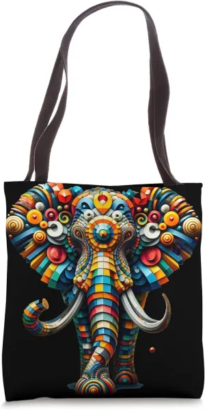 Kaleidoscope Elephant Majesty: Spectrum Tusk Parade Tote Bag