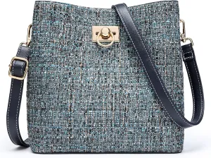KALIDI Crossbody Purses for Women Vegan Leather Bucket Bag Fashion Ladies Crossbody Handbag Shoulder Purse with Multi Pockets