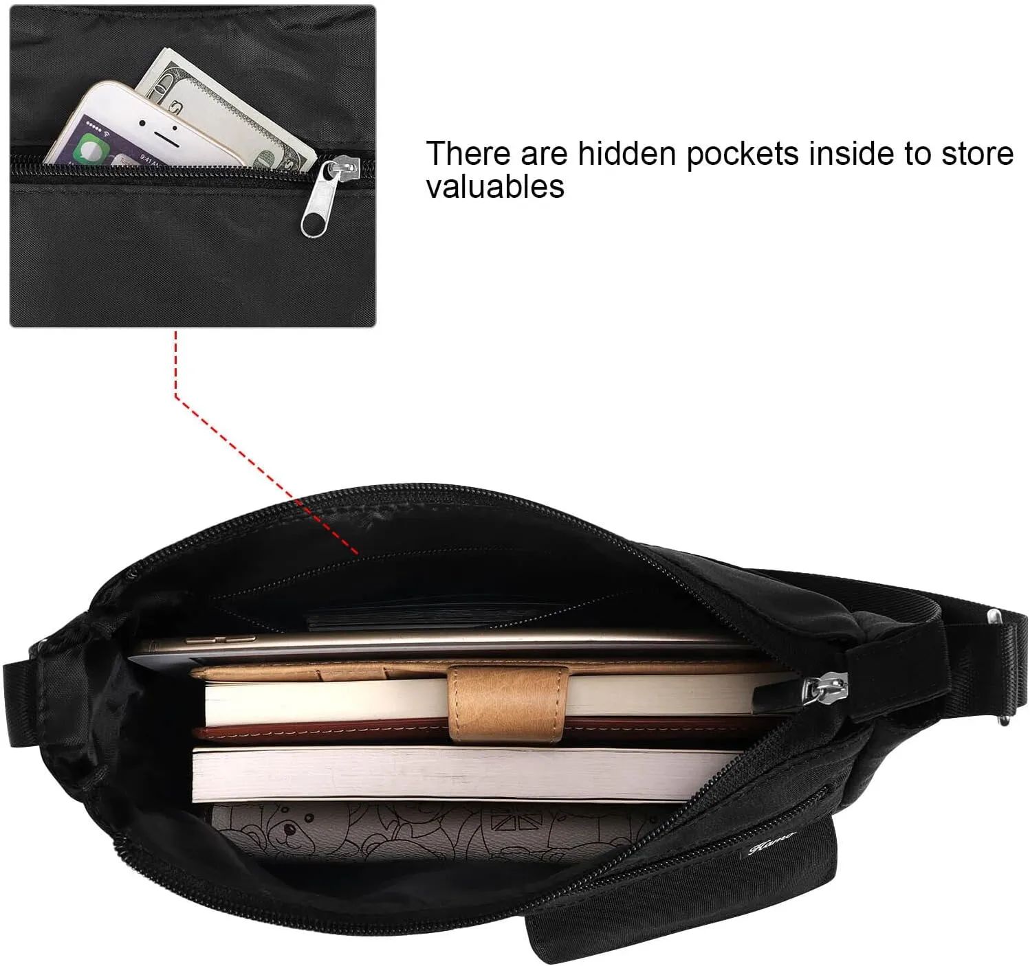 Kamo Crossbody for Women - Multi-pocket Shoulder Lightweight Messenger Casual Printed Purse Handbag Travel Bag