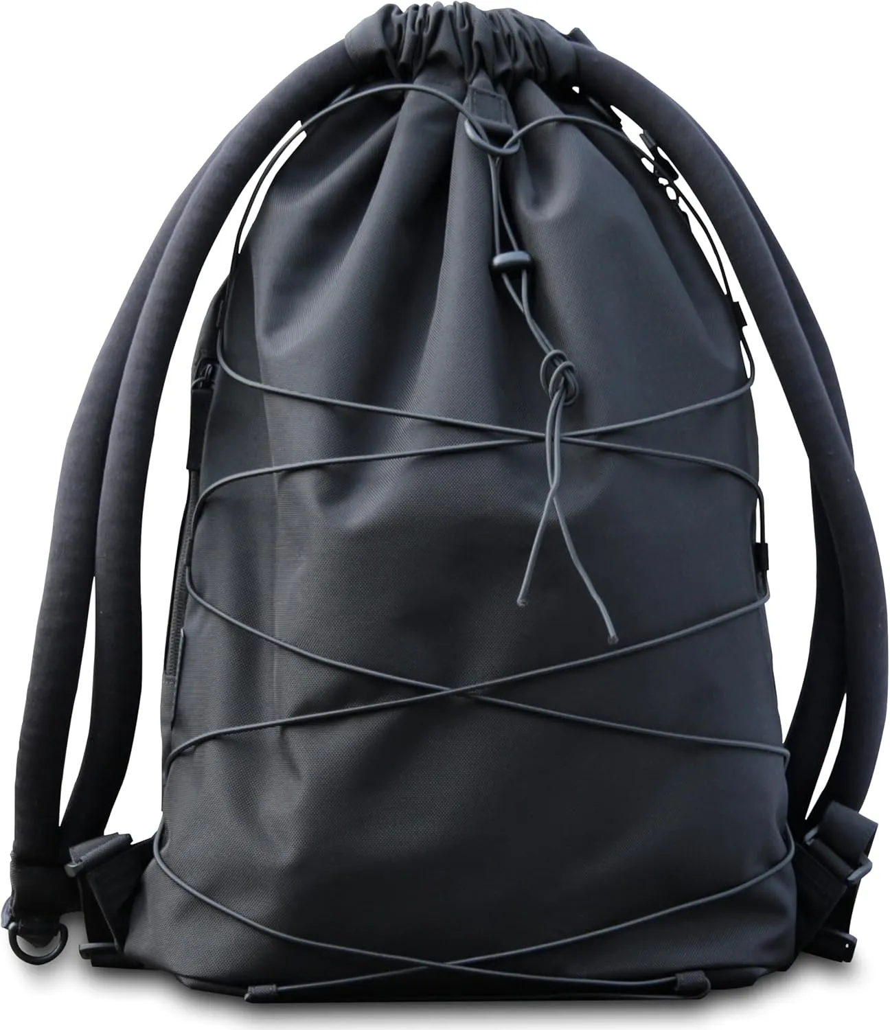 Karry7.0 gym bag drawstring backpack water repellent nylon training sport bag for weekend trip large elastic capacity with shoes compartment for men women (Black)