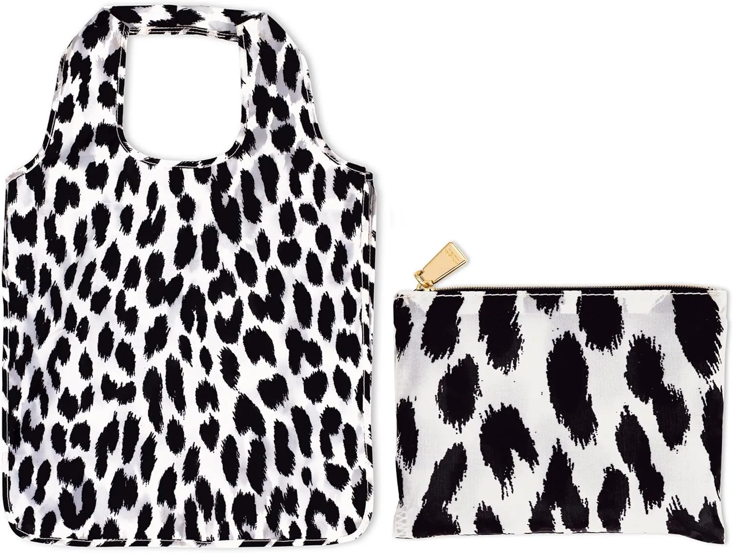 kate spade new york Reusable Produce Bags, Shopping Tote with Zipper Storage Pouch, Lightweight Foldable Grocery Bag