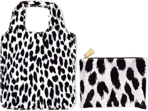 kate spade new york Reusable Produce Bags, Shopping Tote with Zipper Storage Pouch, Lightweight Foldable Grocery Bag