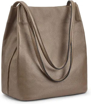 Kattee Women Soft Genuine Leather Totes Shoulder Bag Purses and Handbags with Top Magnetic Snap Closure