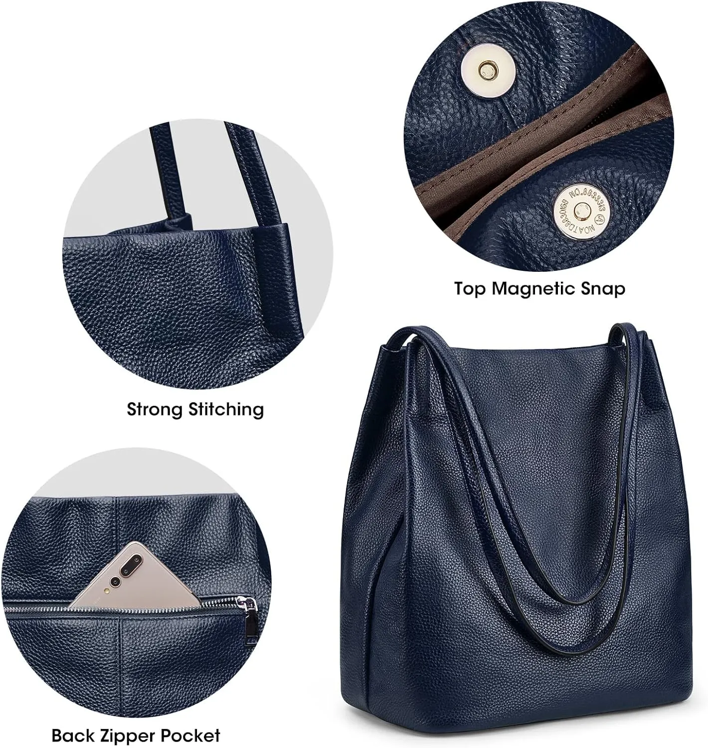 Kattee Women Soft Leather Totes Shoulder Bag Purses and Handbags with Top Magnetic Snap Closure