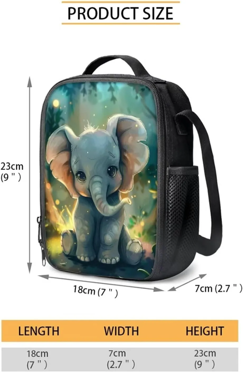 Kawaii Elephant Backpack Set for Girls 8-12 Backpack for School Large Capacity Rucksack Insulated Lunch Bag Pen Case for Outdoor Travel Picnic