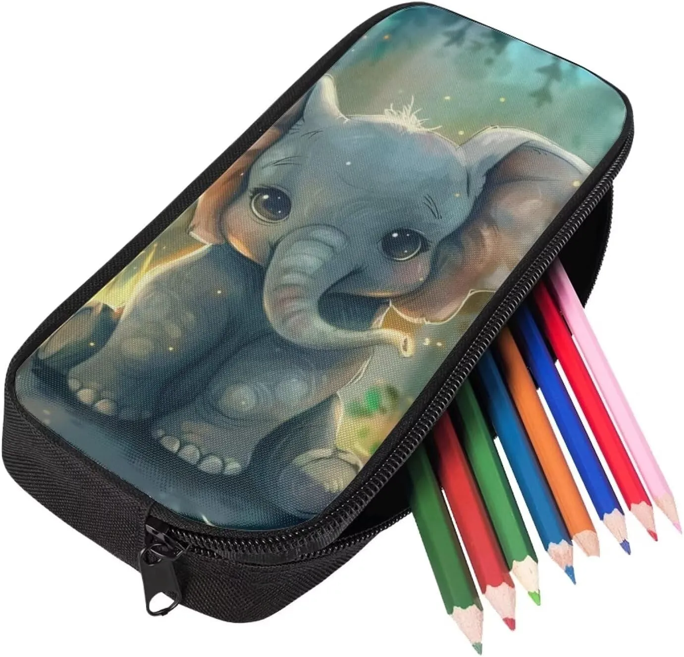 Kawaii Elephant Backpack Set for Girls 8-12 Backpack for School Large Capacity Rucksack Insulated Lunch Bag Pen Case for Outdoor Travel Picnic
