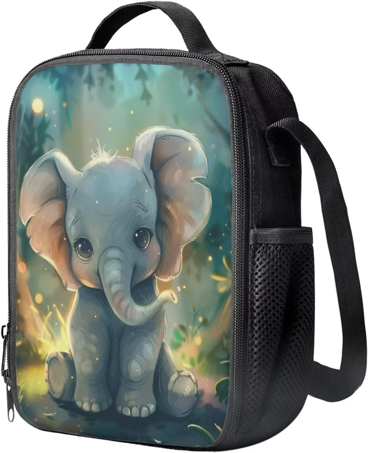 Kawaii Elephant Backpack Set for Girls 8-12 Backpack for School Large Capacity Rucksack Insulated Lunch Bag Pen Case for Outdoor Travel Picnic