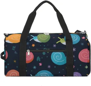 Kawaii Snails Duffle Bag Waterproof Gym Tote Bags Travel Overnight Bags with Shoes Compartment