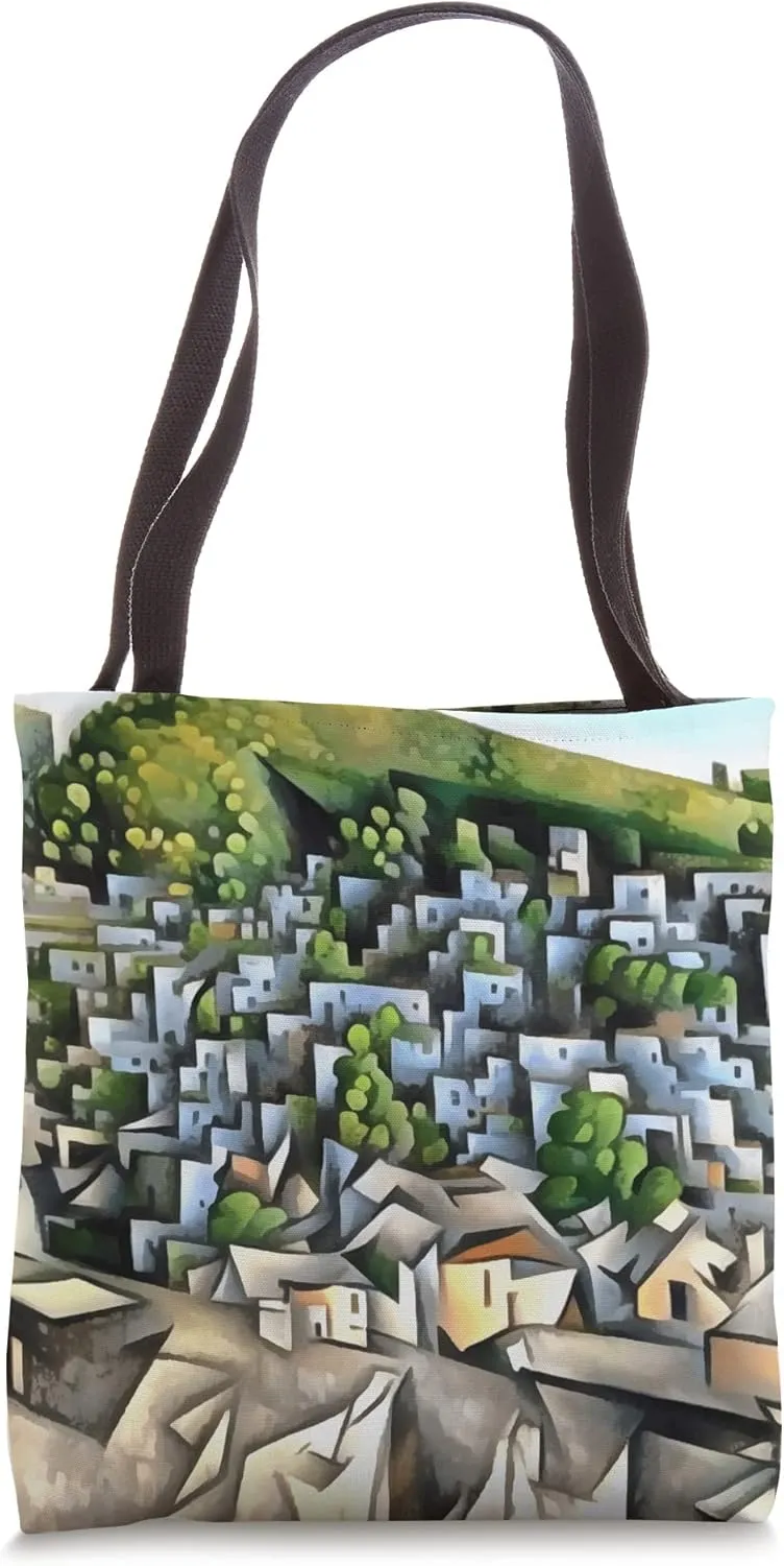 Kayakoy Historical Settlement Geometric Art Tote Bag