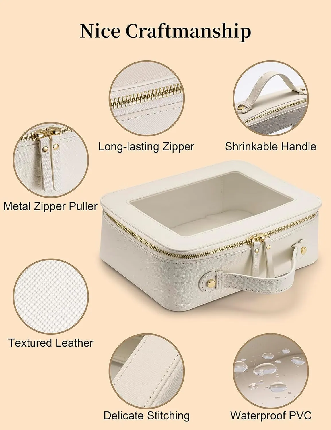 Keains Clear Makeup Bag for Women，Cosmetic Organizer Case Transparent Waterproof Travel Toiletry Bag with Zipper，Portable Make Up Organizer Traveling Compact Car Bag for Essentials（Mint Green）