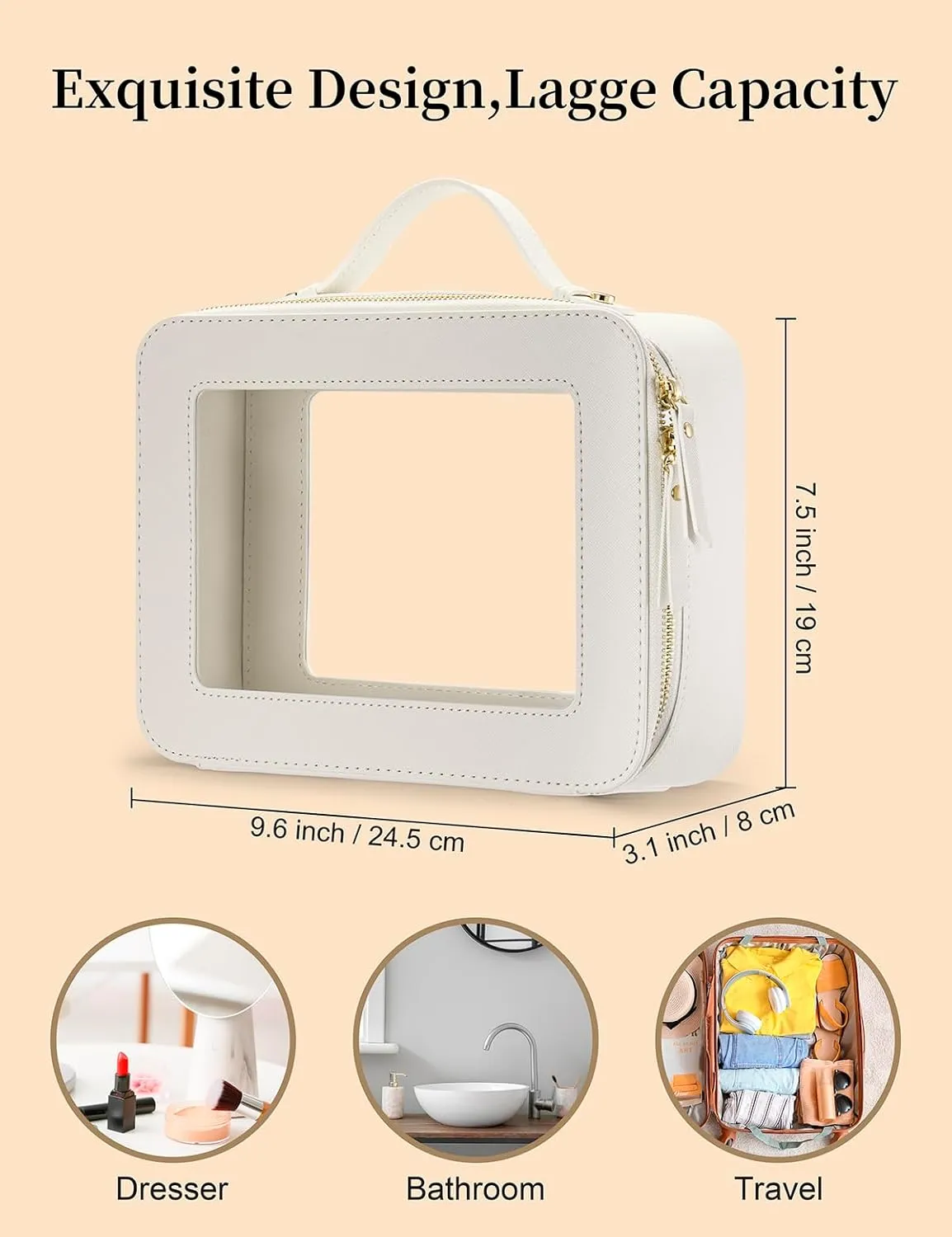 Keains Clear Makeup Bag for Women，Cosmetic Organizer Case Transparent Waterproof Travel Toiletry Bag with Zipper，Portable Make Up Organizer Traveling Compact Car Bag for Essentials（Mint Green）