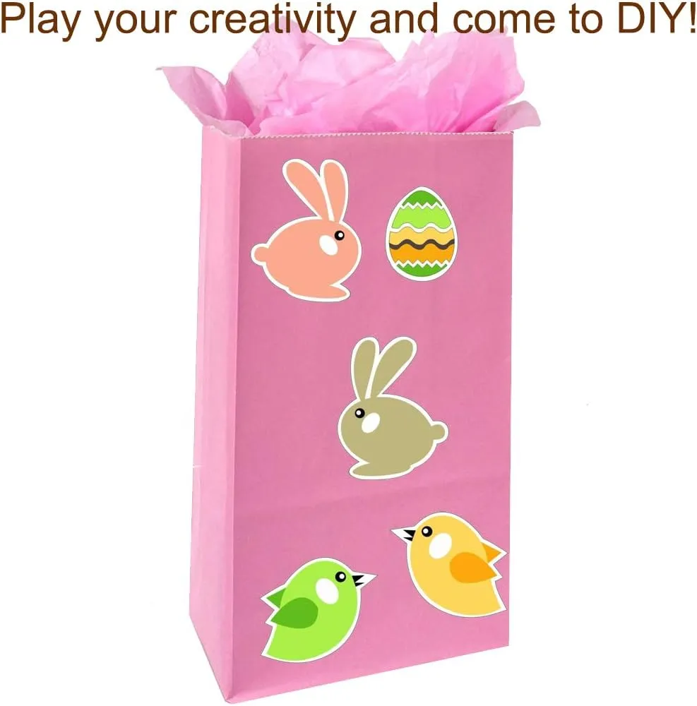 KEYYOOMY 100 CT Small Pink Paper Bags Pink Party Favor Bags Party Goodie Bag Paper Lunch Bag (100 CT, 3.1 X 5.1 X 9.4 In)