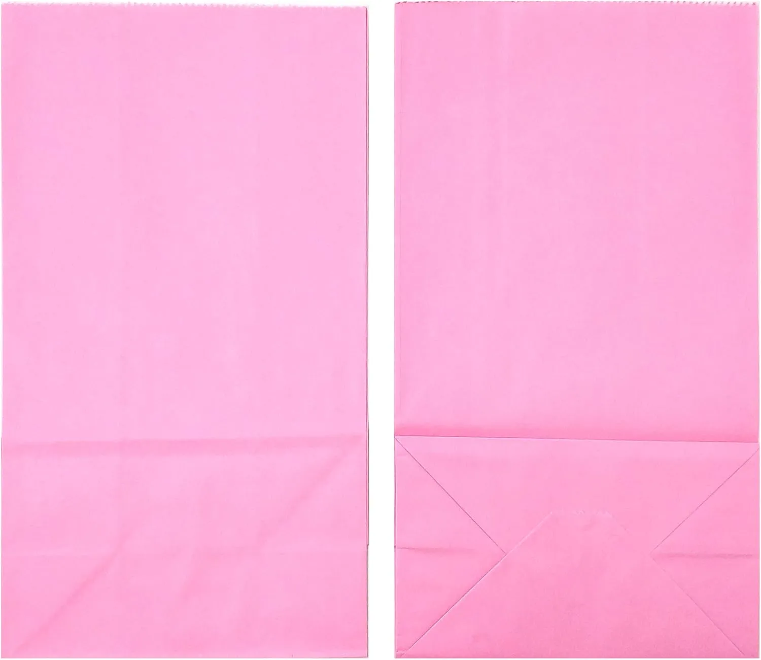 KEYYOOMY 100 CT Small Pink Paper Bags Pink Party Favor Bags Party Goodie Bag Paper Lunch Bag (100 CT, 3.1 X 5.1 X 9.4 In)