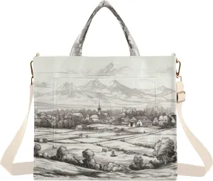 Kigai Tote Bag for Women Corduroy Tote Handbag with Zipper Shoulder Bag for Travel, Beach, Shopping, Vintage Villagers