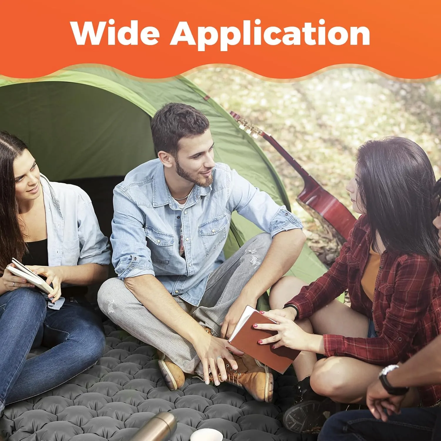 KingCamp Self Inflating Camping Mattress with Built-in Foot Pump, Connectable Durable Inflatable Sleeping Mat with Pillow, Compact Camping Air Mattress for Hiking