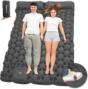 KingCamp Self Inflating Camping Mattress with Built-in Foot Pump, Connectable Durable Inflatable Sleeping Mat with Pillow, Compact Camping Air Mattress for Hiking