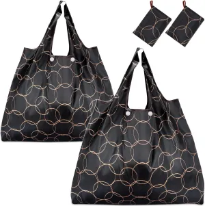 KINGMAS Reusable Grocery Bags, Eco-Friendly Folding Tote Shopping Bag fits in Pocket, Washable Waterproof Nylon Pouch Bags