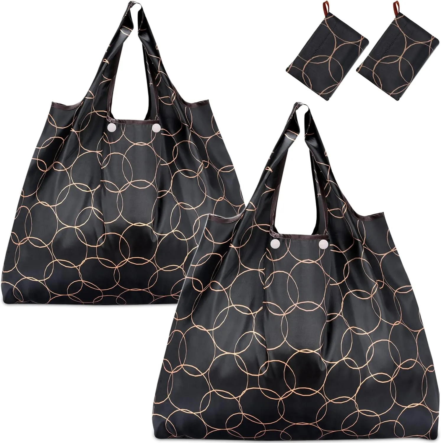 KINGMAS Reusable Grocery Bags, Eco-Friendly Folding Tote Shopping Bag fits in Pocket, Washable Waterproof Nylon Pouch Bags