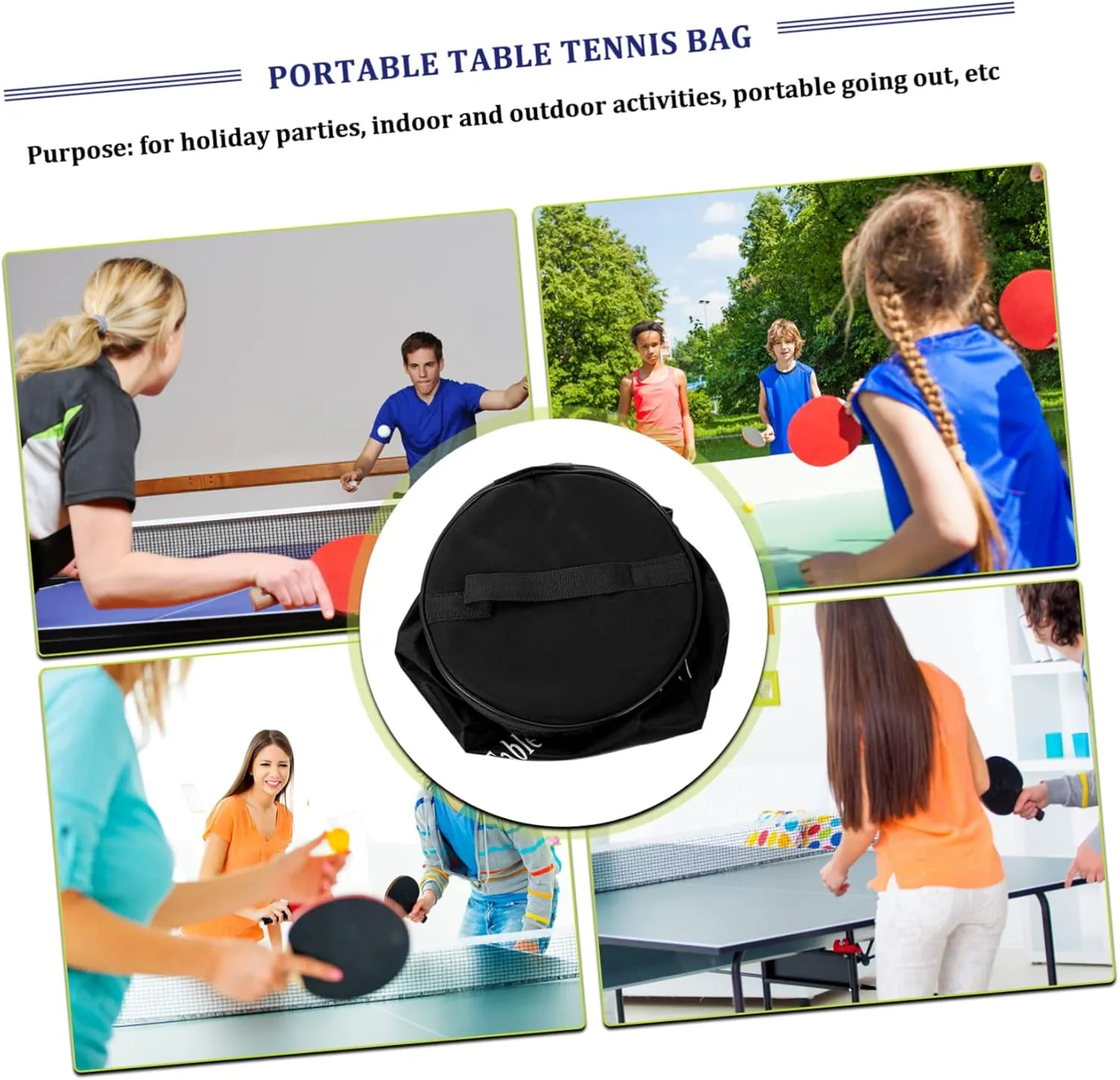 Kisangel Table Tennis Bag Storage Bag Organizer Outdoor Table Tennis Zip Lock Organizer Light Backpack Soccer