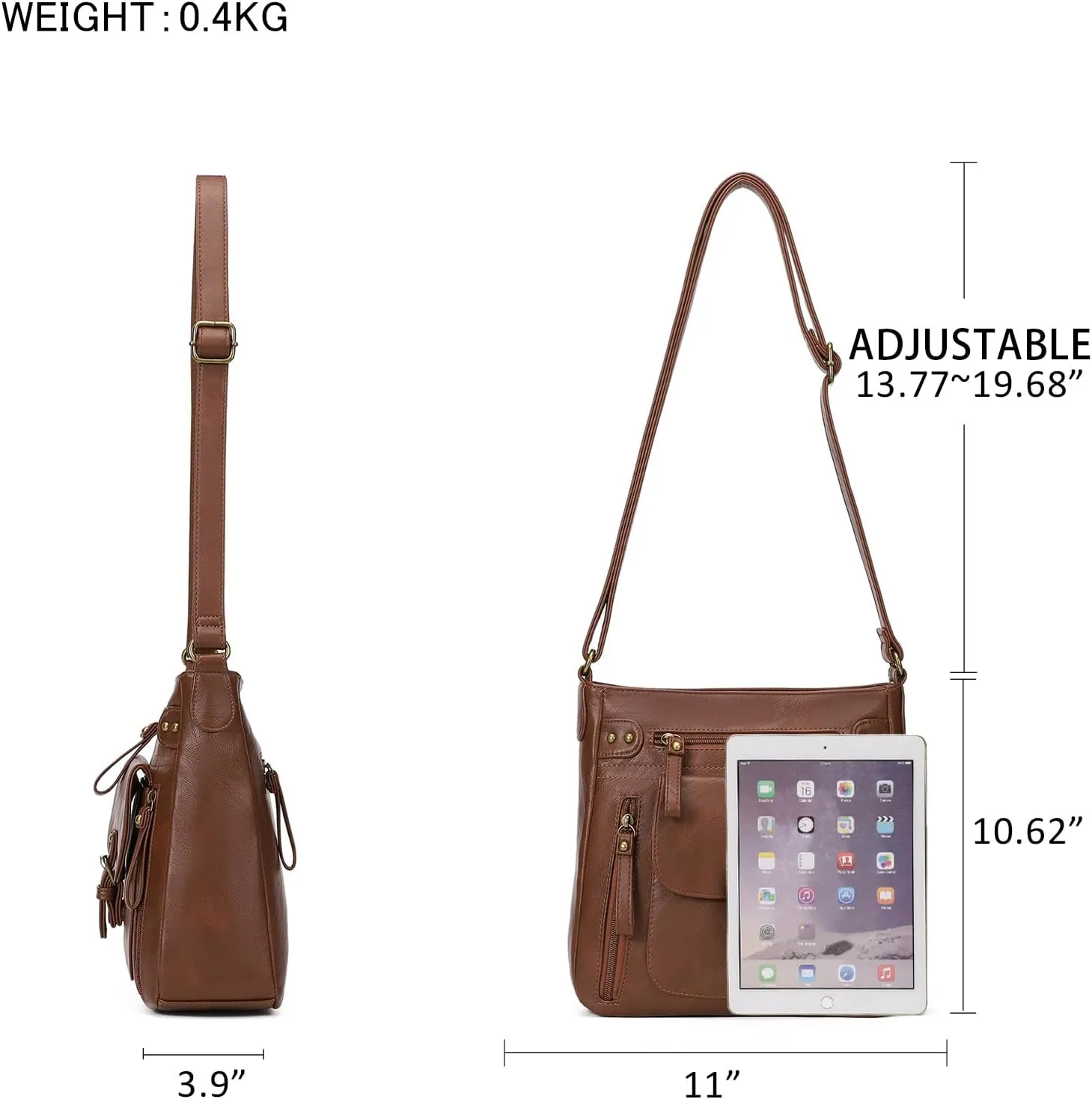 KL928 Crossbody Bags for Women, Multi Pocket Shoulder Bags, Medium PU Leather Cross Body Purses