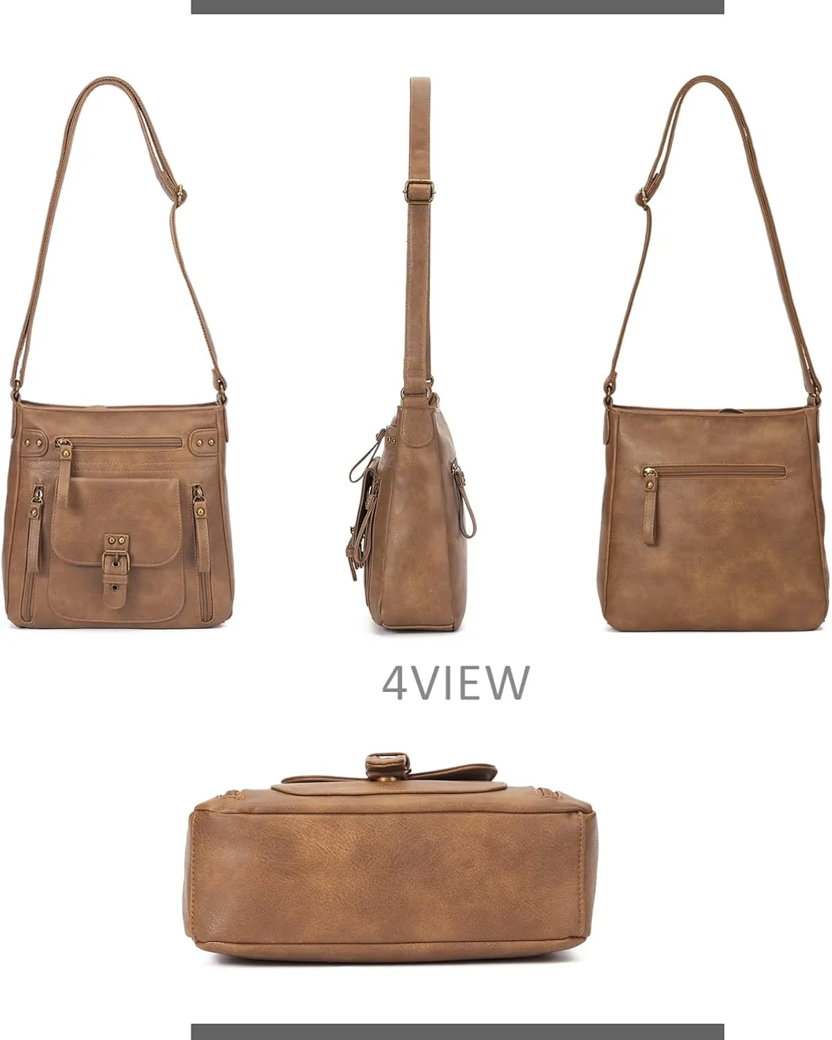 KL928 Crossbody Bags for Women, Multi Pocket Shoulder Bags, Medium PU Leather Cross Body Purses